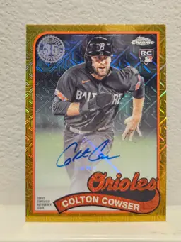 2024 Topps Series 1 Colton Cowser 1989 Anniversary Gold Mojo Rookie Auto 12/50