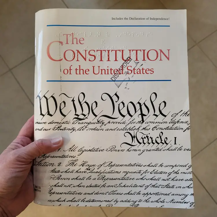 BRAILLE Constitution of the United States and Declaration of Independence; Ex-Library