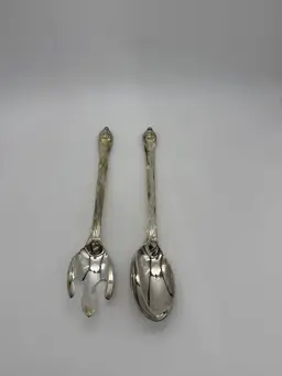 Vtg. 1995 International Silver Plated 13” Santa Claus Serving Spoon & Fork Set