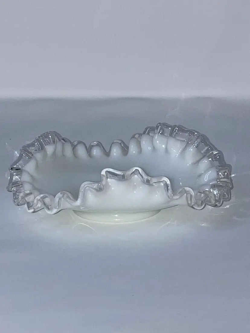 Fenton Silver Crest Milk Glass Dish! 6” Wide x 2” Tall!