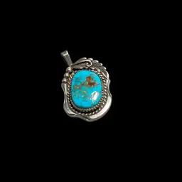 Sterling Silver Pendant With Oval Turquoise