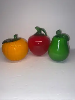Vintage Murano Style Art Glass Fruit Set Of 3