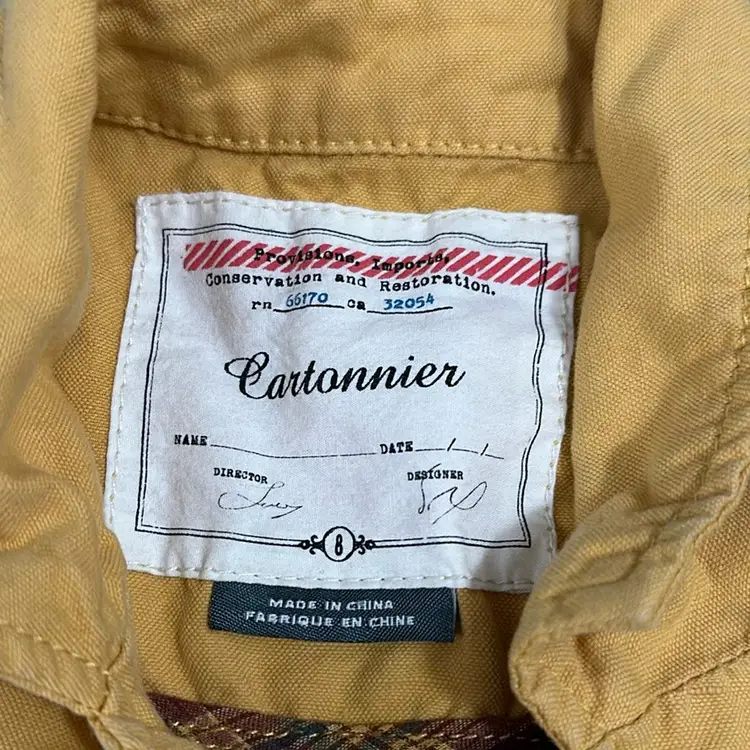 Cartonnier Yellow Linen Cotton Utility Jacket Size 8
