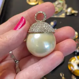 Folk, Pearl And Rhinestone Pendant
