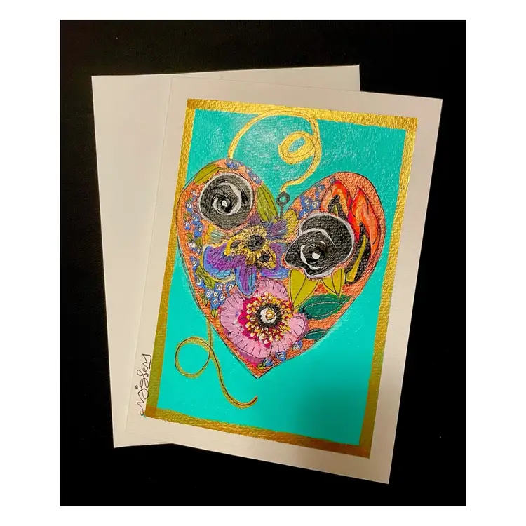 New Original Hand painted Card
On 5”x7” Watercolor Card 
Blank Inside 
Flower Art