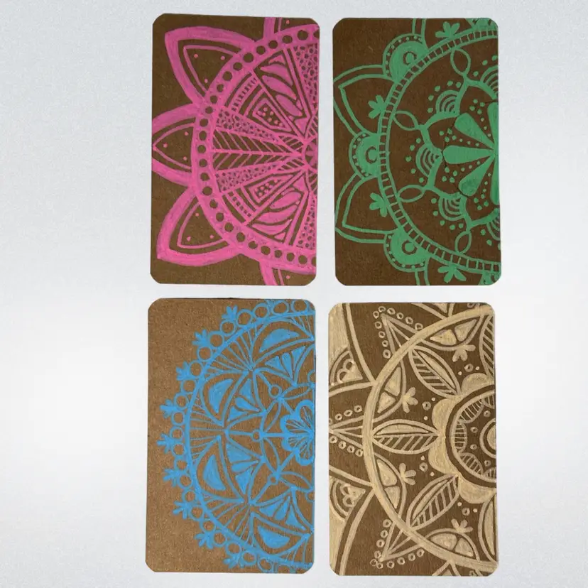 Made By Me, Set Of 4 Hand Painted Gift Tags, Mandalas