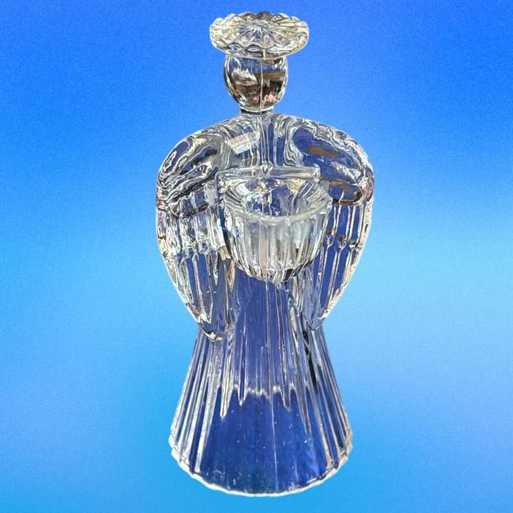 Praying Angel Crystal Clear Candle Holder