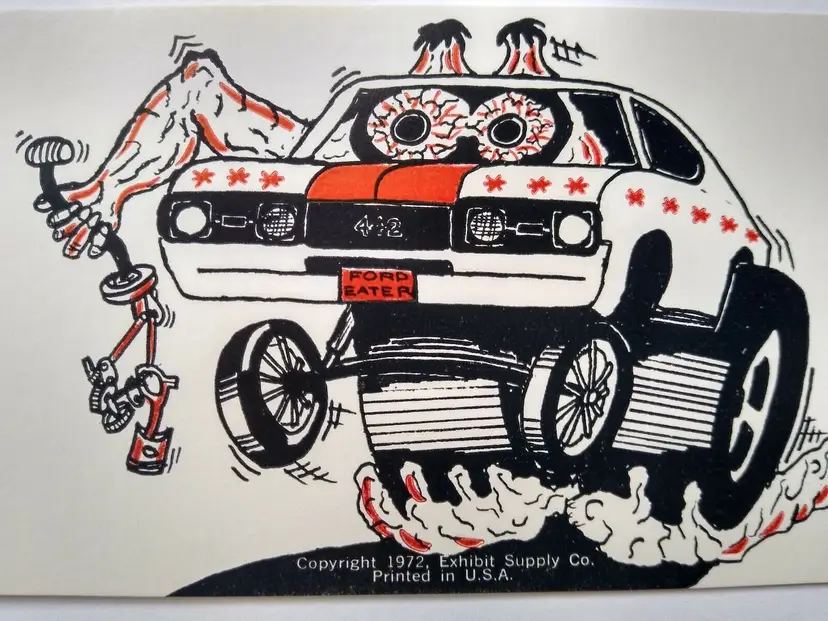 Hot Rod Postcard 442 Ford Eater Car Beatnik Monster Custom Racer Vendor Card