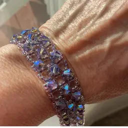 Light Purple Swarovski Crystal Bracelet with Gold Filled Filagree Box Clasp Artisan Made 7”