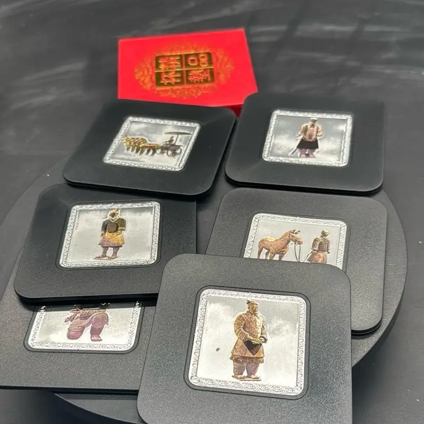 Set Of 6 Coasters Jiangnan Metalic With Box