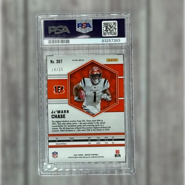 2021 Mosaic Ja’Marr Chase Orange Fluorescent 14/25 PSA 10 GEM MINT 