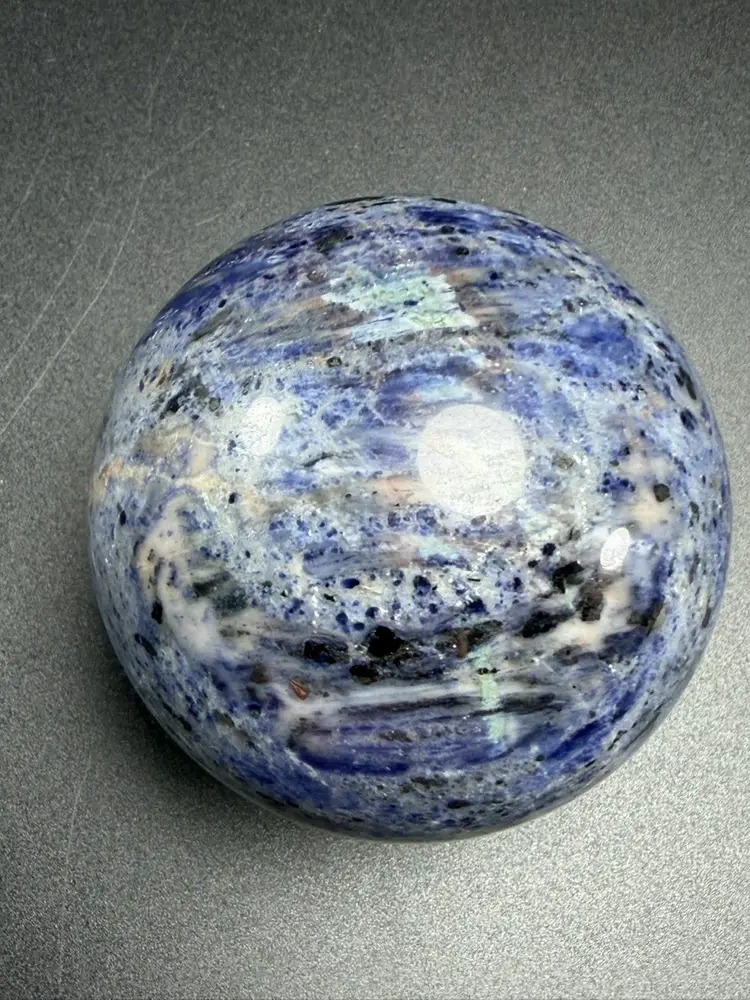 Natural Blue Sodalite Sphere 69mm 470g Healing Crystal Stone W/Stand