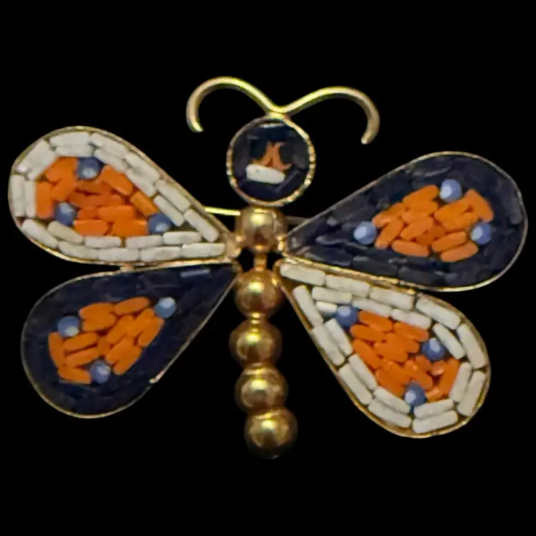 Micro Mosaic Butterfly Brooch 1.5”