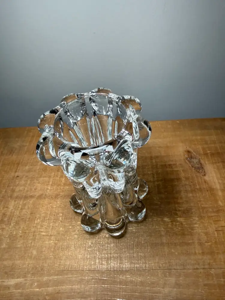 VMC Reims France Glass Bubble Candle Holders, Set of 2