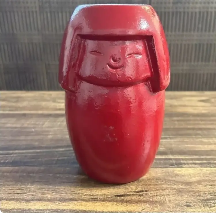 Vintage Japan Red Kokeshi Doll Pottery 7.5”