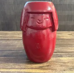 Vintage Japan Red Kokeshi Doll Pottery 7.5”