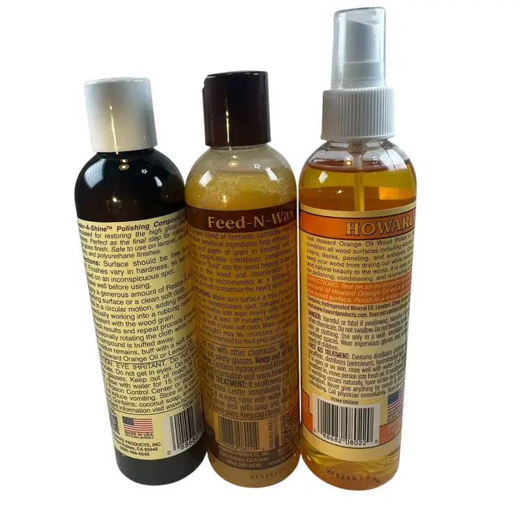 Howard Furniture Care Kit Restor-A-Shine Feed-N-Wax Orange Oil Set