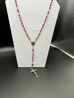 Vintage Sterling Rosary Mt. Carmel Scapular Signed SF For Swift And Fisher