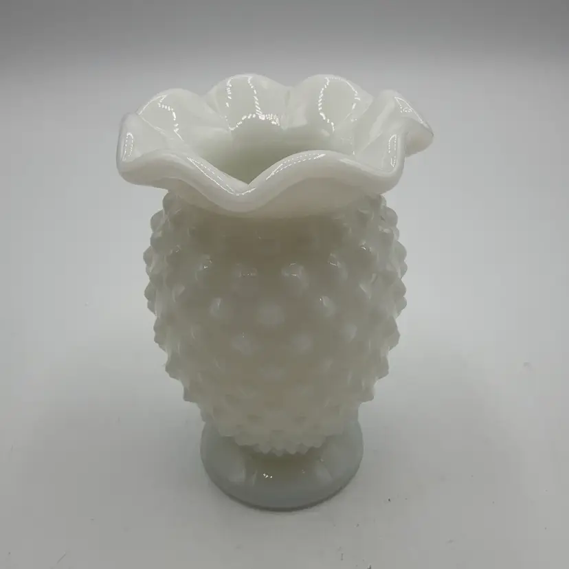 Fenton Milk Glass Hobnail Mini Vase Ring Of Fire