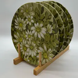 Beverly by Prolon Avocado Green Daisy Dinner Plates