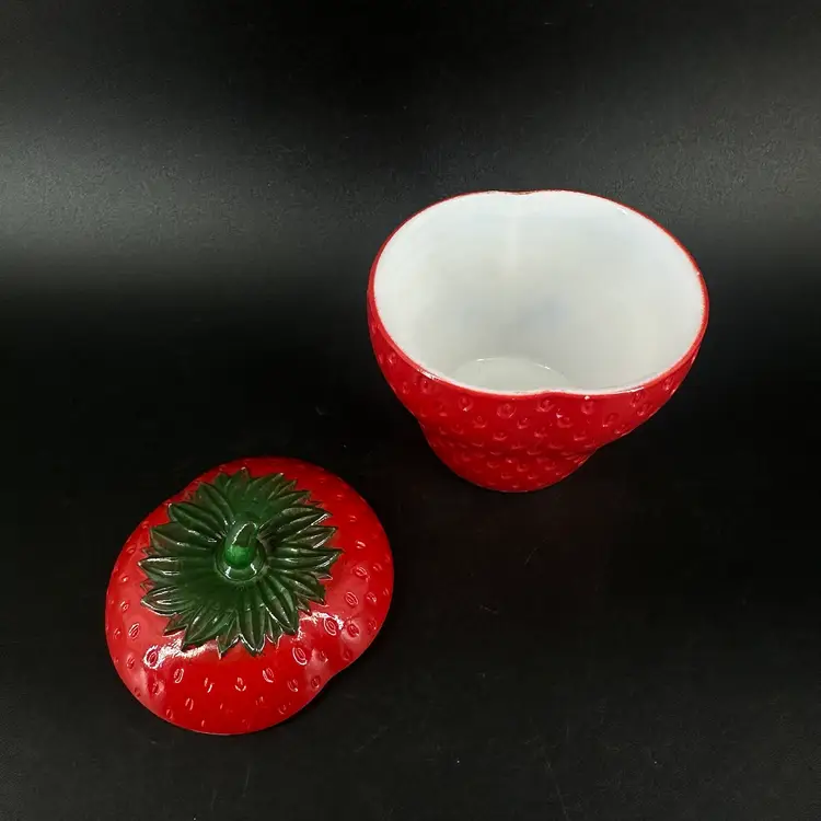 Strawberry Milk Glass Jar