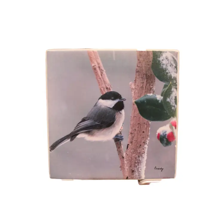 4”x4” Chickadee Bird Ceramic Tile/Coaster