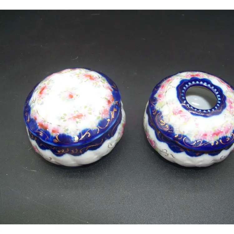 Vintage Porcelain Trinket Box and Hair Receiver Set