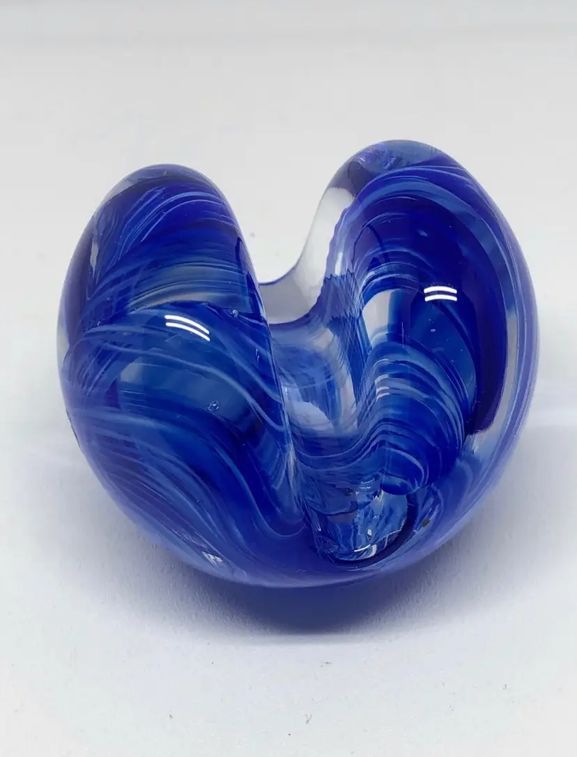 Glass Eye Studio Hand-Blown Art Glass Paperweight Business Card Holder