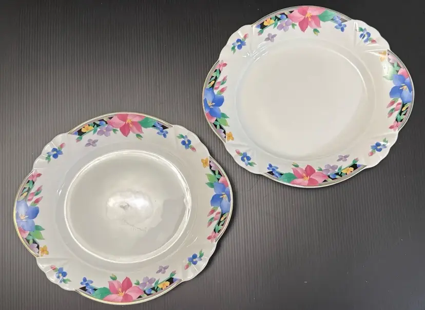 Set Of 2 Vintage Toho Fine China Oval Dinner Floral Plate Made In Japan