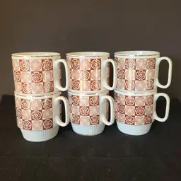 MCM Vintage Set of 6 Stackable Porcelain Mugs