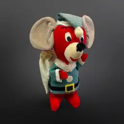 Vintage R. Dakin Dream Pets Sawdust Filled Santa Mouse Plush Toy