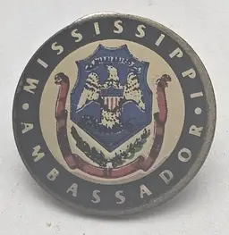 Coat of Arm of Mississippi Ambassador Gold Tone Enamel Lapel Pin
