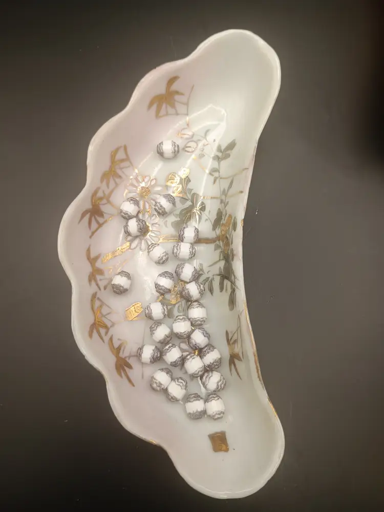 Vintage Czech White and Silver Cathedral Beads