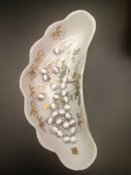 Vintage Czech White and Silver Cathedral Beads