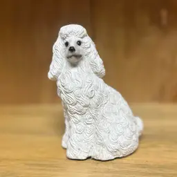 French White Poodle Global Good Corp  Vintage Collectible Resin Figurine