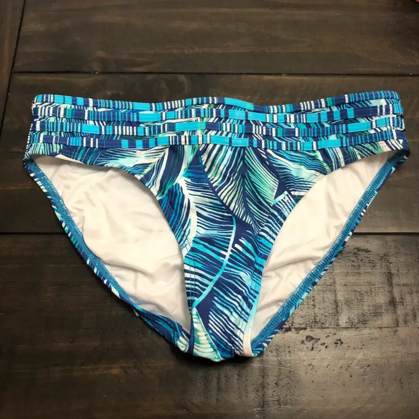 039. La Blanca Blue Green Tropical Swim Bottoms