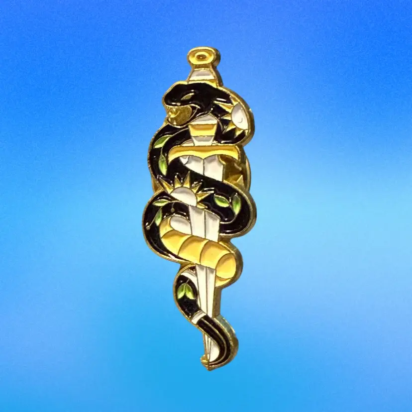 Snake and Dagger Enamel Lapel Pin