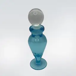 Art Glass Perfume Bottle With Stopper, 5-1/2” Tall