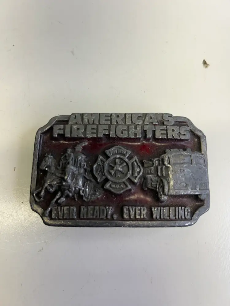 Vintage Siskiyou Pewter American Firefighter Belt Buckle 1983