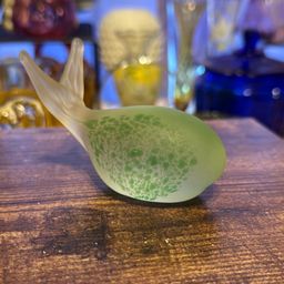 Vintage Frosted Green Art Glass Whale Figurine/Paperweight