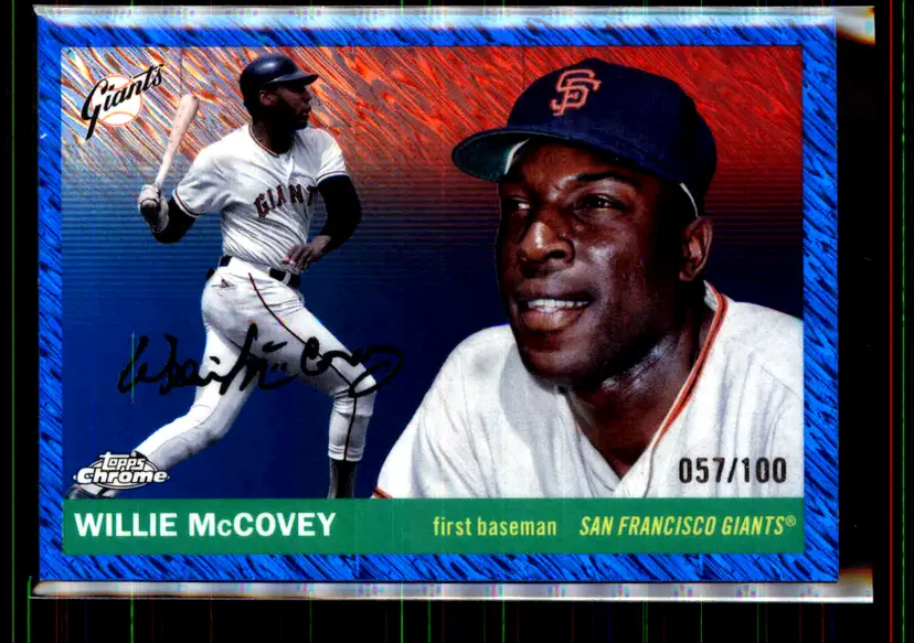 Willie Mccovey #/100 2025 Topps Chrome Platinum Anniversary Blue Shimmer #404 - San Francisco Giants - (150-387)