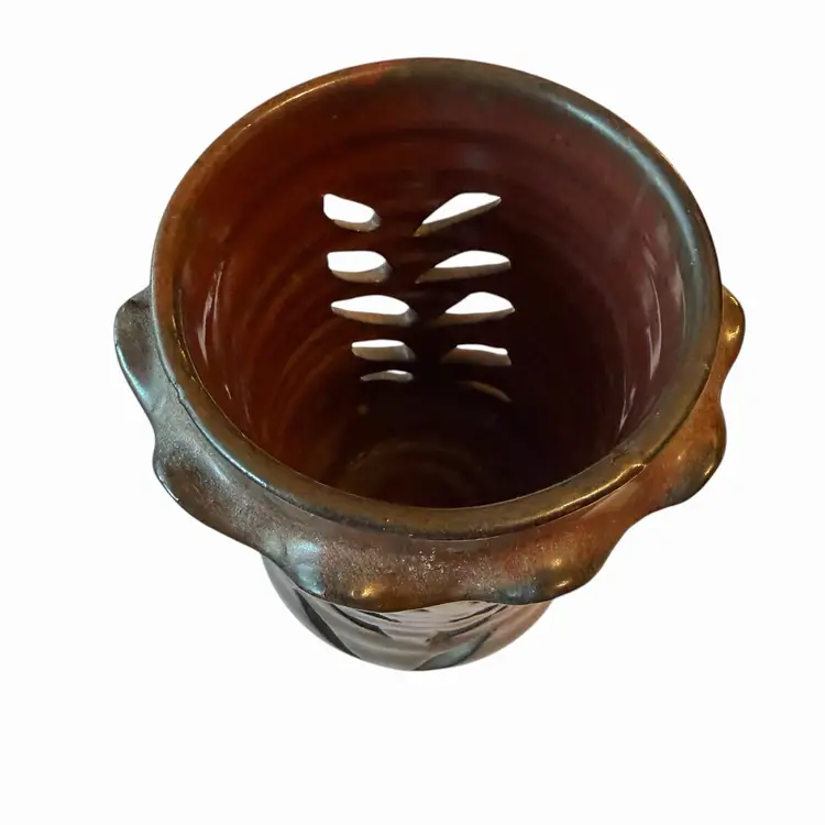 vintage studio art pottery from the 1970s, signed by a potter named "Strecker" and dated 1978