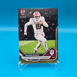 Fernando Mendoza 2025 Bowman U Now Gold 52 Rookie 12/50 Undefeated Season Indiana Hoosiers