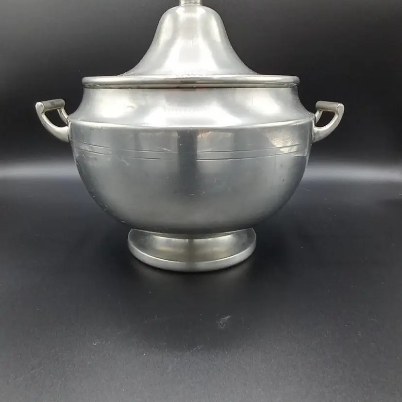 Vintage Woodbury Pewter Footed Bowl with Lid Handles