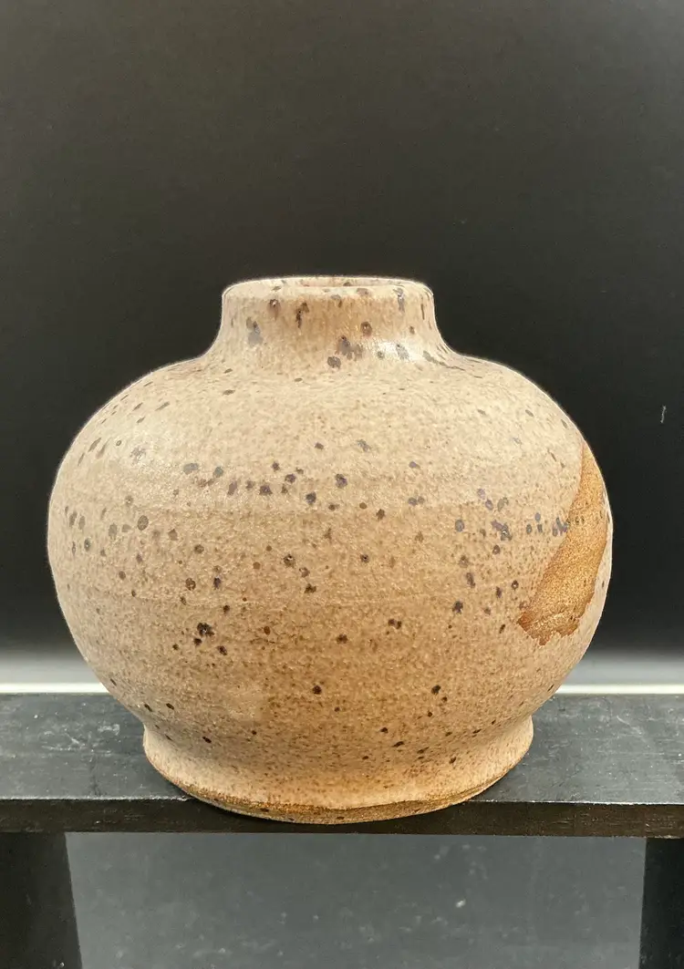 Signed studio vase “Badwell” or “Ray Wall”. 4 x 4 1/2.