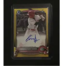 2025 Bowman Chrome 1st Bowman Enry Torres Yellow Refractor Auto #d 53/75 Reds