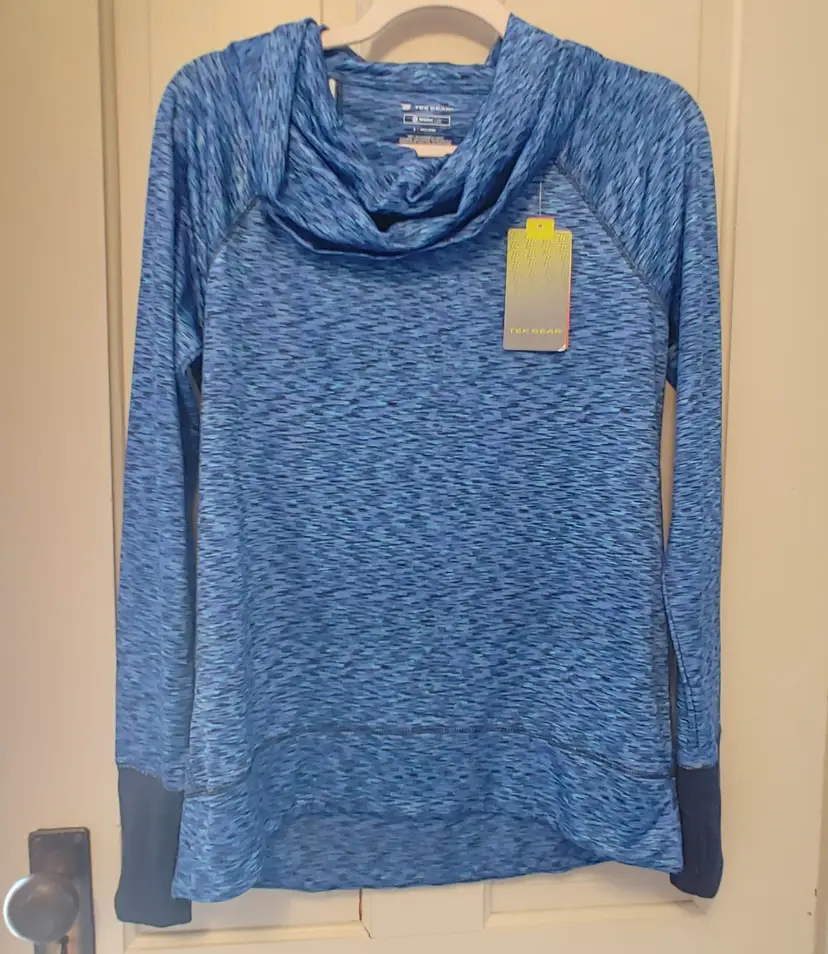 Top- Brand: Tek Gear. Size Small. Bright blue cowel neck top. NWT. Kohl's $44. 92% polyester, 8% spandex. No callouts.