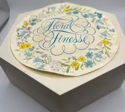 Vintage Ambassador By Hallmark Floral Finesse Stationary Set In Octagon Shaped Plastic Case