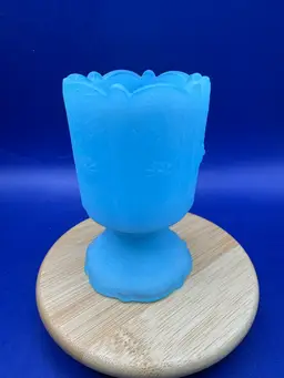 Fenton Blue Satin Paneled Toothpick Holder