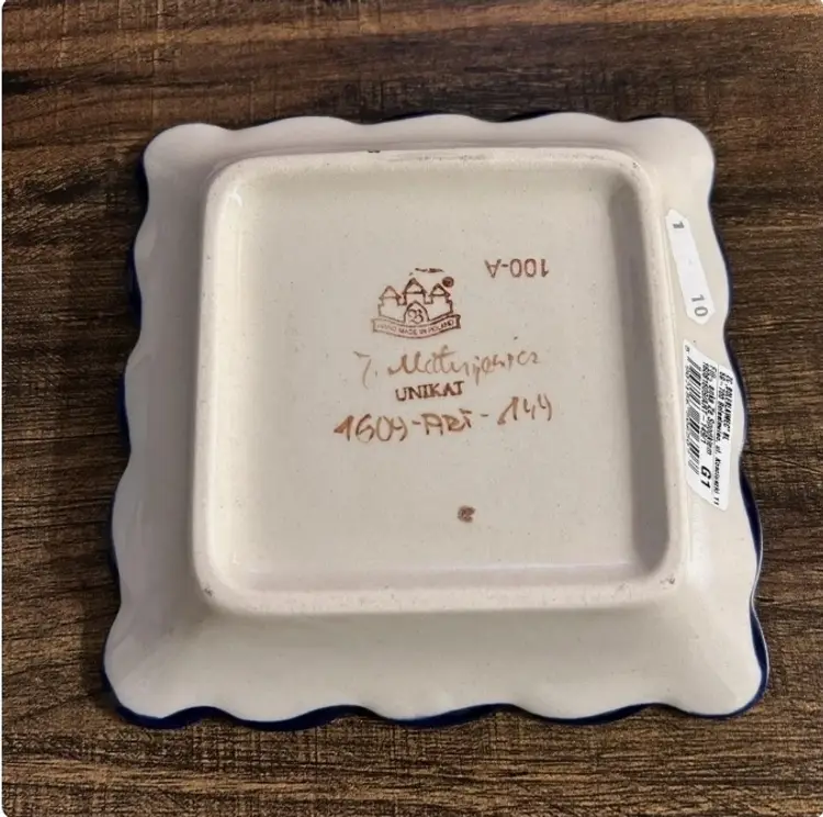 Blue Rose Polish Pottery Floral Butterfly Saucer